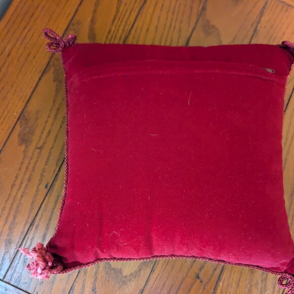 Embroidered Quail Pillow Red Square 12" Vintage 1991 Peking Handicraft Holiday - Picture 11 of 14